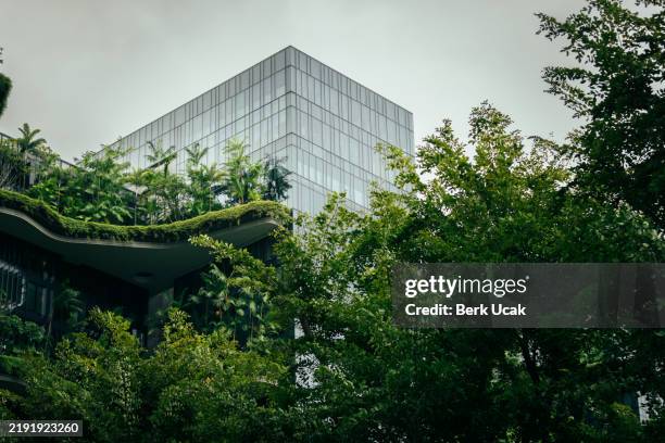grattacielo sostenibile dalla città di singapore. - architettura ecologica foto e immagini stock
