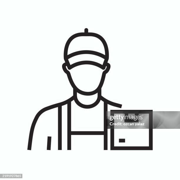 e-commerce related line icon. editable stroke - mall security stock illustrations