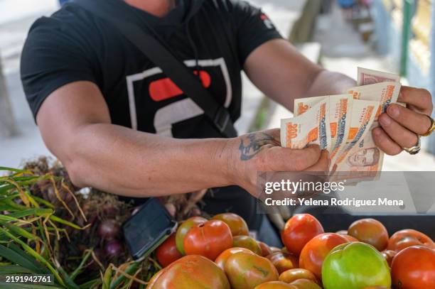 street vendor counting money - santa clara cuba stock pictures, royalty-free photos & images