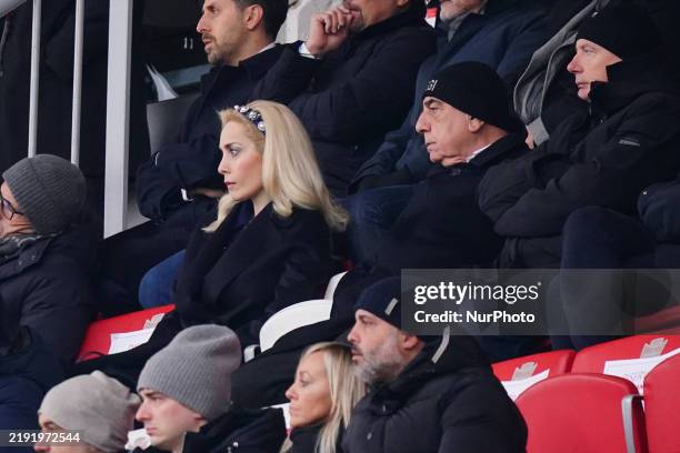 Marta Fascina, a politician and the last partner of Silvio Berlusconi, and Adriano Galliani, CEO of AC Monza, attend the Italian championship Serie A...