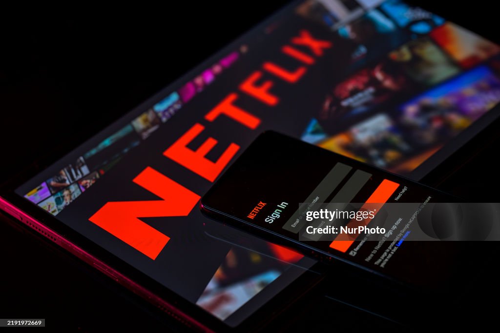 Netflex Sign The Netflix login screen is displayed on a phone screen with Netflix ...