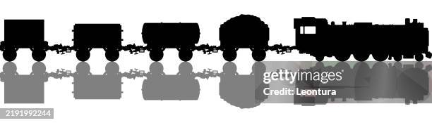 train and carriages silhouette - carriage stock illustrations