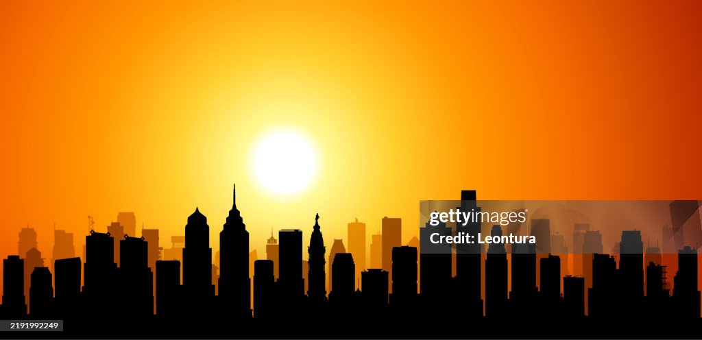 Philadelphia Skyline Silhouette (All Buildings Are Complete and Moveable)