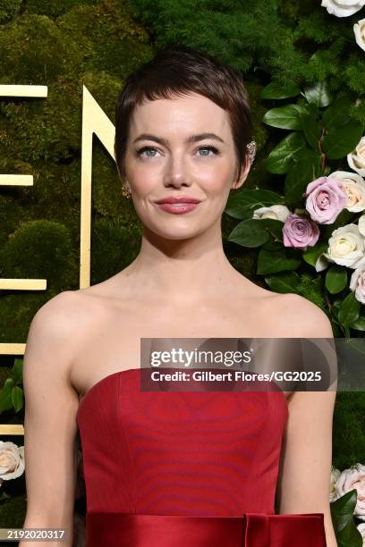 Emma Stone during the 82nd Annual Golden Globes held at The Beverly Hilton on January 05, 2025 in Beverly Hills, California.