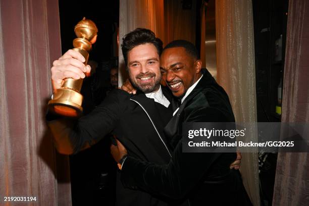Sebastian Stan, ANTHONY MACKIE at the 82nd Annual Golden Globes held at The Beverly Hilton on January 05, 2025 in Beverly Hills, California.