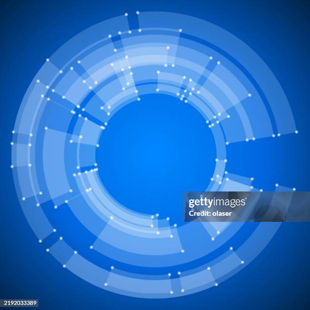 blueprint style of abstract circular electronics background pattern. glowing connecting points. - communication gap stock illustrations