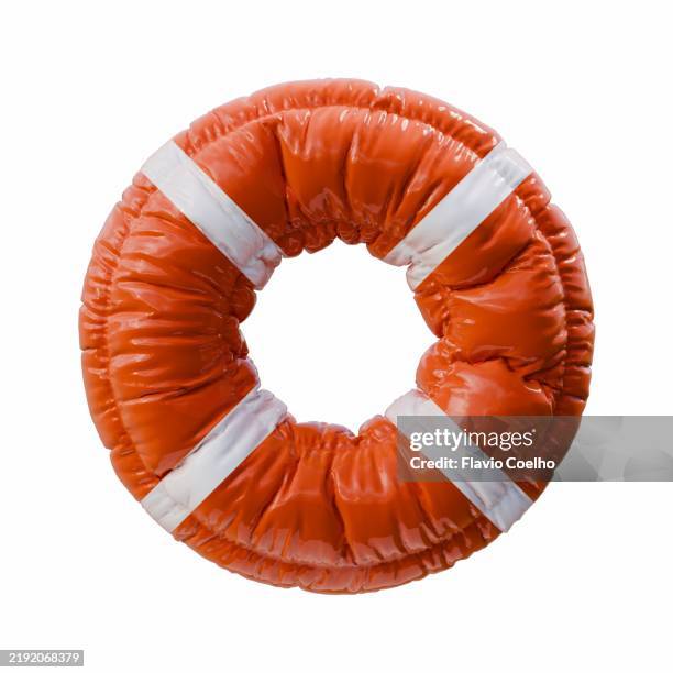 inflated life saver buoy balloon - boia equipamento marítimo de segurança imagens e fotografias de stock