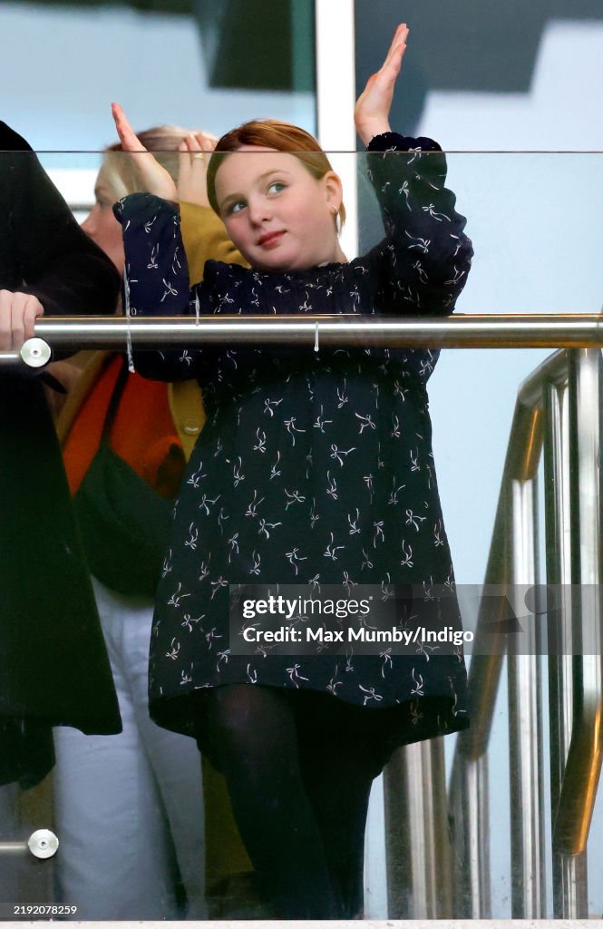 Zara Tindall And Family Attend New Year's Day Racing Meet At Cheltenham Racecourse