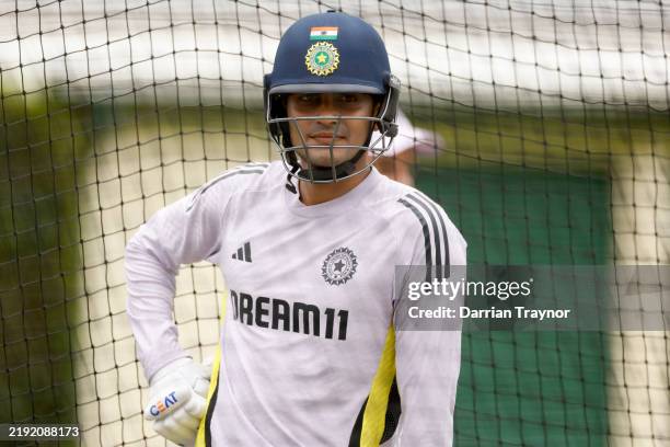 Shubman Gill of India looks on during an India nets session at Sydney Cricket Ground on January 02, 2025 in Sydney, Australia.