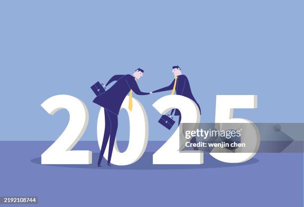 2025 business men handshake - meet new friends stock illustrations