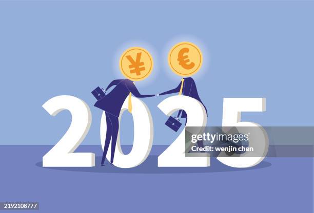2025 rmb and euro cooperation - euro dollars yen stock illustrations