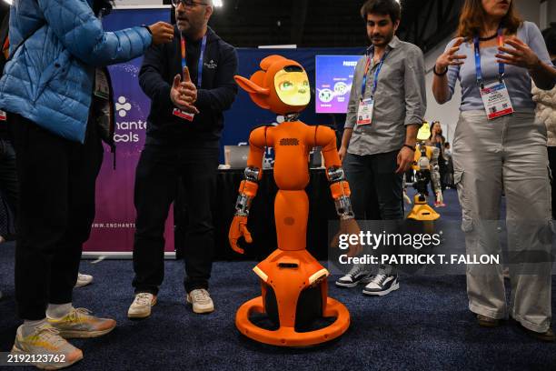 The Enchanted Tools Mirokai robot is demonstrated during CES Unveiled ahead of the Consumer Electronics Show in Las Vegas, Nevada on January 5, 2025....