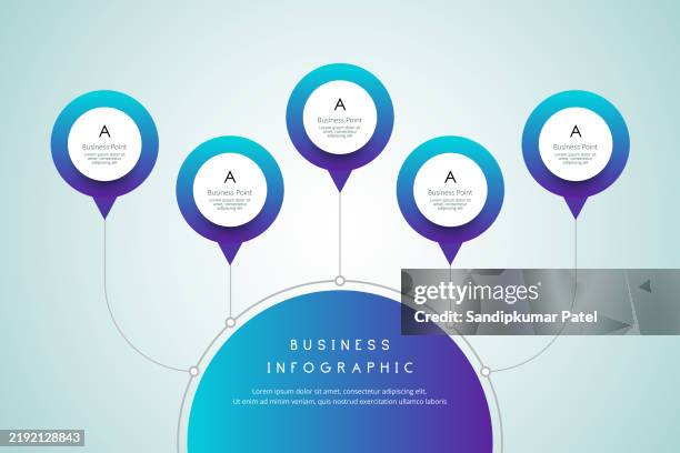 ilustraciones, imágenes clip art, dibujos animados e iconos de stock de diseño de elementos infográficos de 5 step circle. - cinco objetos
