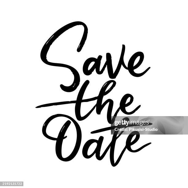 ilustraciones, imágenes clip art, dibujos animados e iconos de stock de guarde la fecha frase de letras modernas. - hacer una reserva