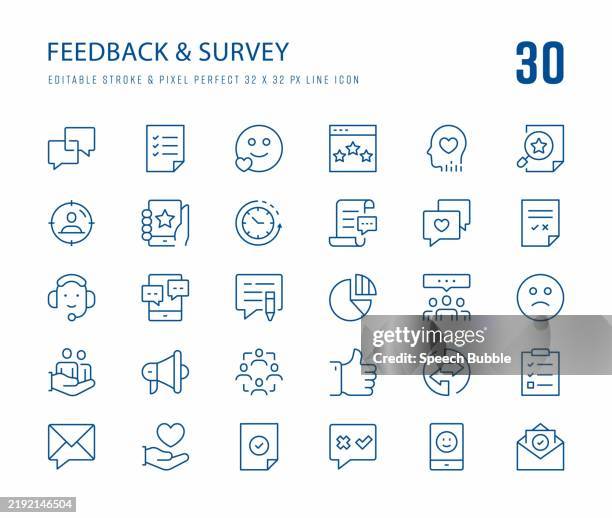 feedback and survey icon set - feedback stock illustrations