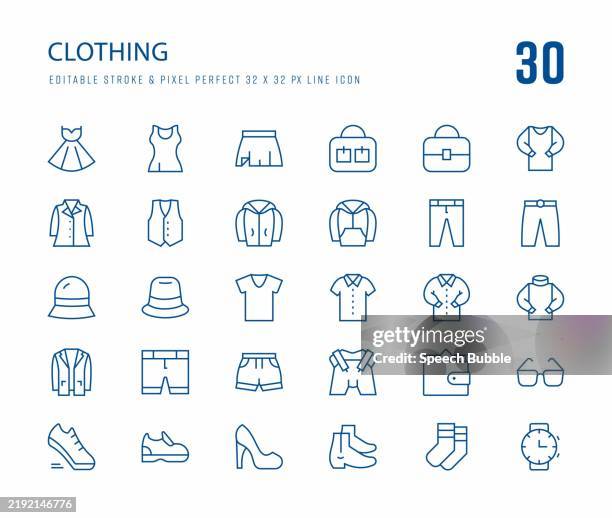 illustrations, cliparts, dessins animés et icônes de ensemble d’icônes de vêtements - veste-et-blouson