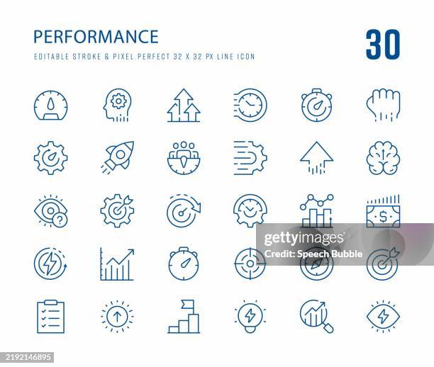 illustrazioni stock, clip art, cartoni animati e icone di tendenza di icona set di prestazioni - tachimetro