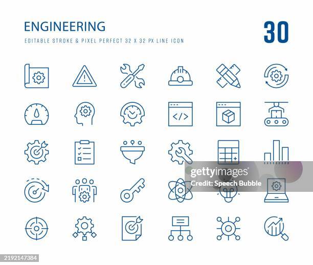 engineering icon set - control room stock illustrations