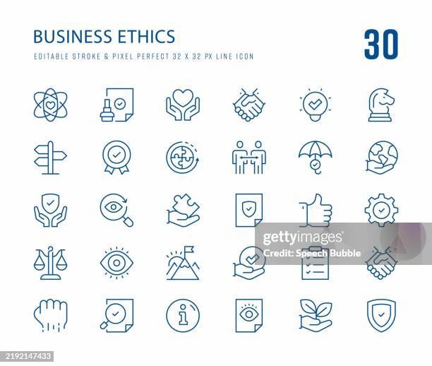 illustrations, cliparts, dessins animés et icônes de ensemble d’icônes d’éthique d’entreprise - responsabilité