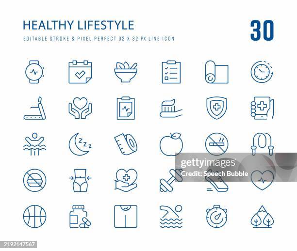 gesunde lebensweise-icon-set - fitness stock-grafiken, -clipart, -cartoons und -symbole