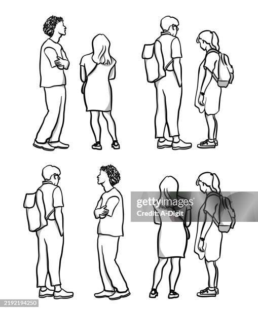 genzs - people sketch stock illustrations