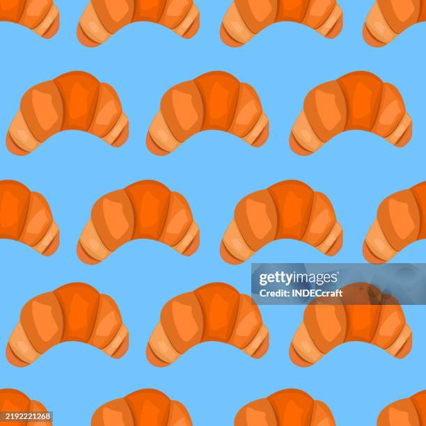 croissant seamless pattern - cinnamon bread stock illustrations