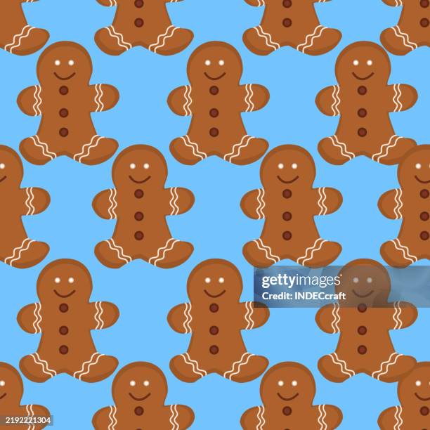 gingerbread man seamless pattern - frosting texture stock illustrations