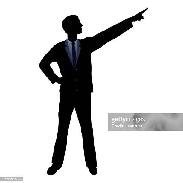 man pointing silhouette - silhouette pointing stock illustrations