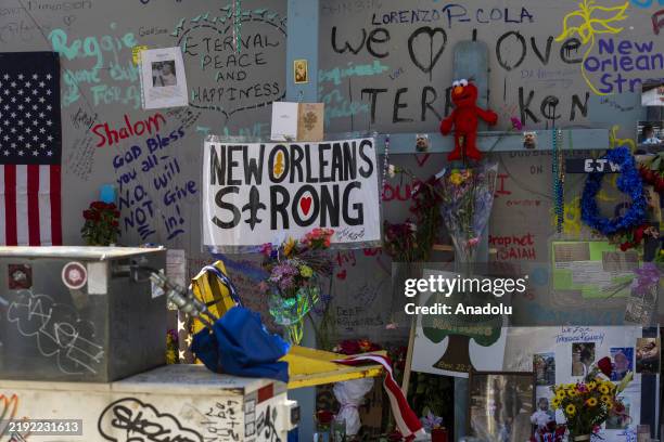 People commemorate the victims of NYE terror attack on Bourbon Street, New Orleans, USA, January 6, 2025.
