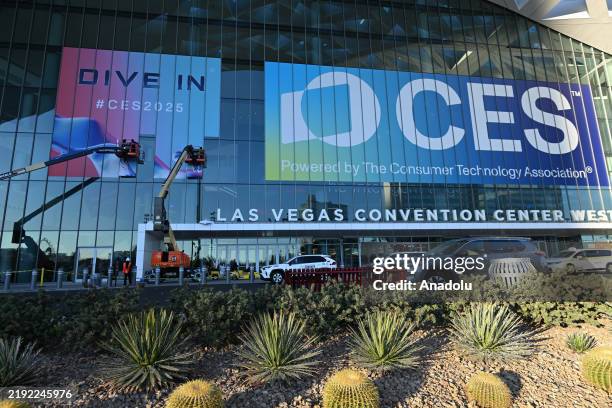 Final preparations at the Convention Center ahead of tomorrow's opening of the Consumer Electronics Show 2025, in Las Vegas, Nevada, USA, on January...