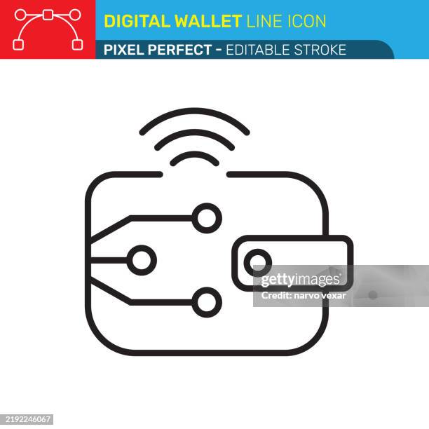 digital wallet icon with wireless connectivity and circuit pattern - financial technology, minimalist design, clean lines - pixel perfect with editable stroke - ui and ux vector icons. - empty wallet stock illustrations
