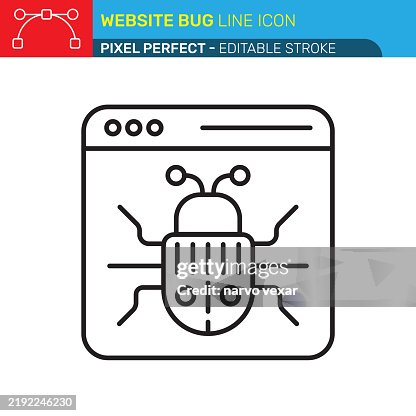 Website Bug Line Icon - Pixel Perfect - Editable Stroke - UI, UX Vector Icons. Website Bug Line Icon - Pixel Perfect - Editable Stroke - UI, UX Vector Icons.
