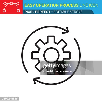 Easy Operation Process Line Icon - Pixel Perfect - Editable Stroke - UI, UX Vector Icons. Easy Operation Process Line Icon - Pixel Perfect - Editable Stroke - UI, UX Vector Icons.