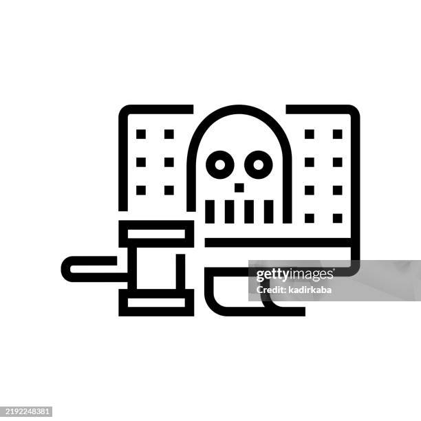 cyber crime law line icon. hacker, computer crime, computer software, encryption, firewall. - gdpr stock illustrations