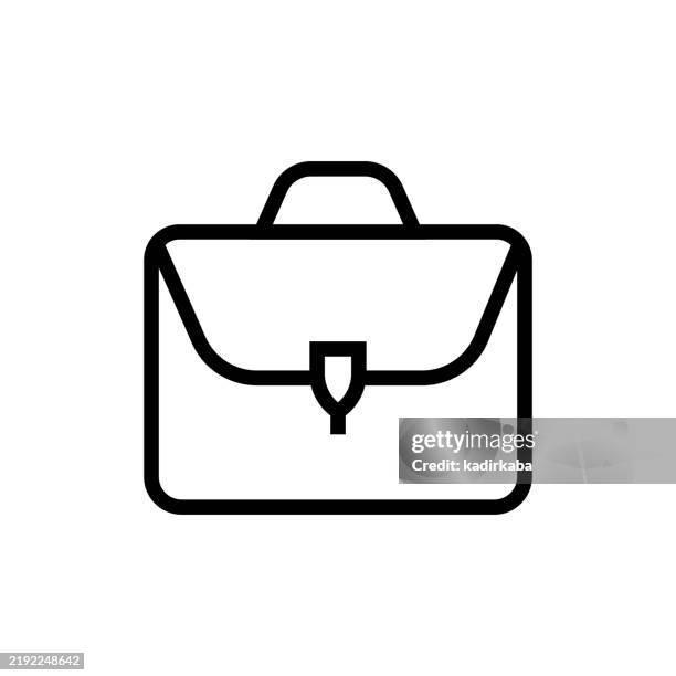 ilustraciones, imágenes clip art, dibujos animados e iconos de stock de icono de la línea de bolsos documentos de piel clásica. - maletín