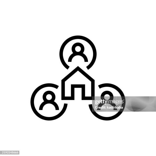 shared ownership line icon. - couple buying a house stock illustrations