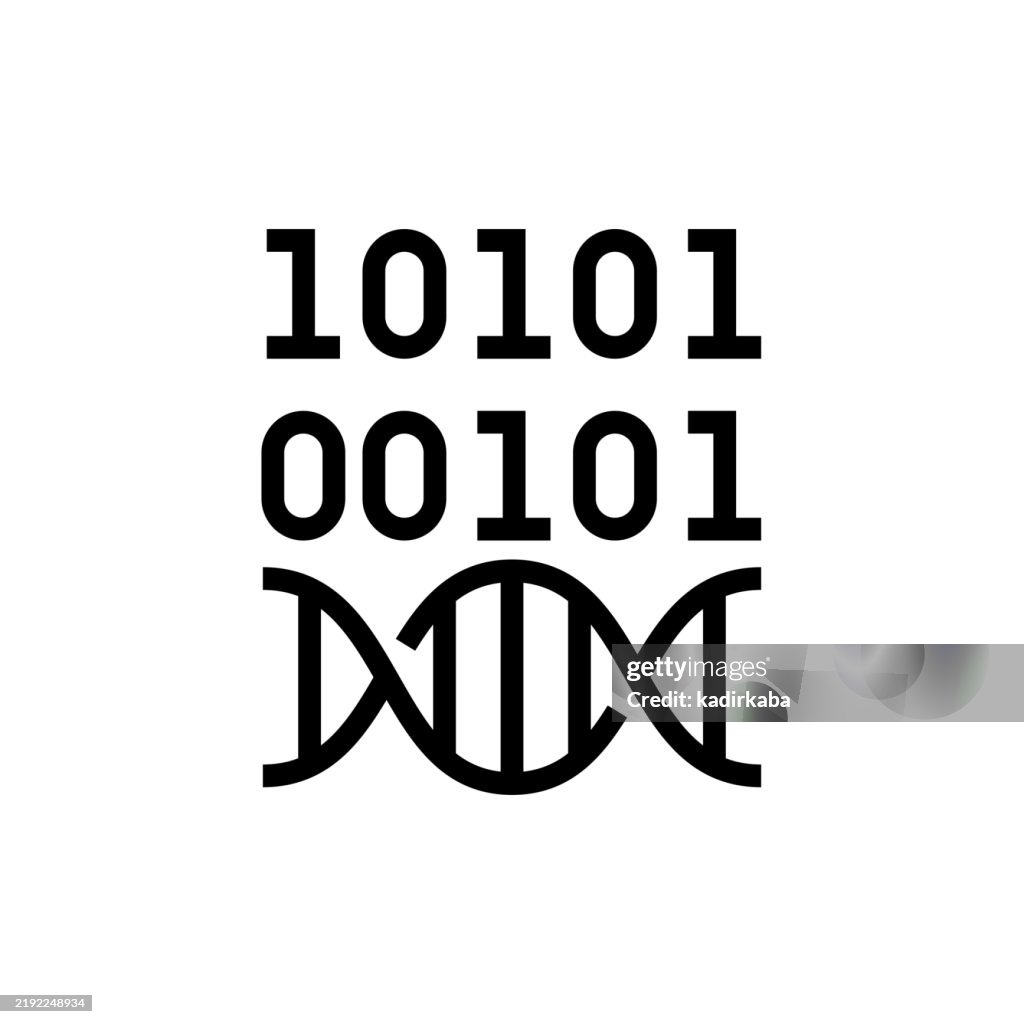 Genetic code and genetic modification line icon. Biology, laboratory, science, molecula, chromosome.