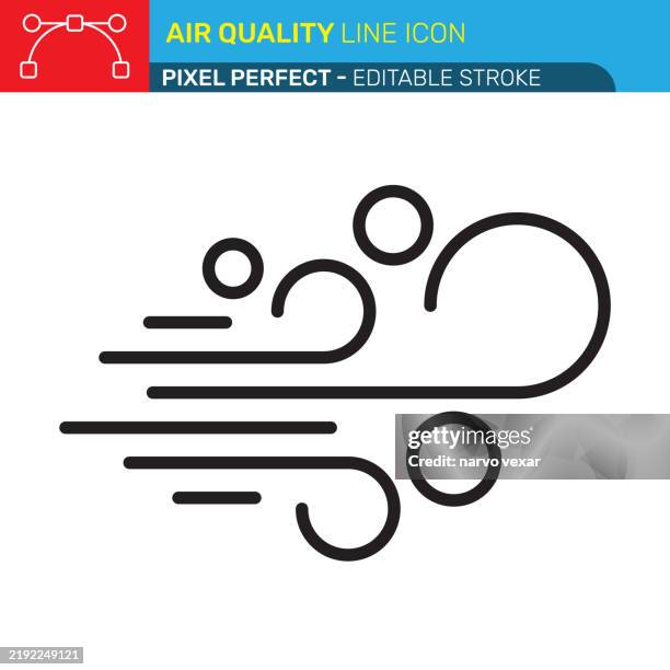 air quality line icon - pixel perfect - editable stroke - ui, ux vector icons. - air quality stock illustrations