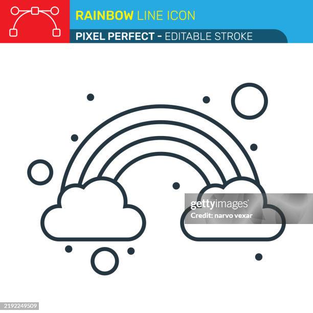 rainbow line icon - pixel perfect - editable stroke - ui, ux vector icons. - rainbow stock illustrations