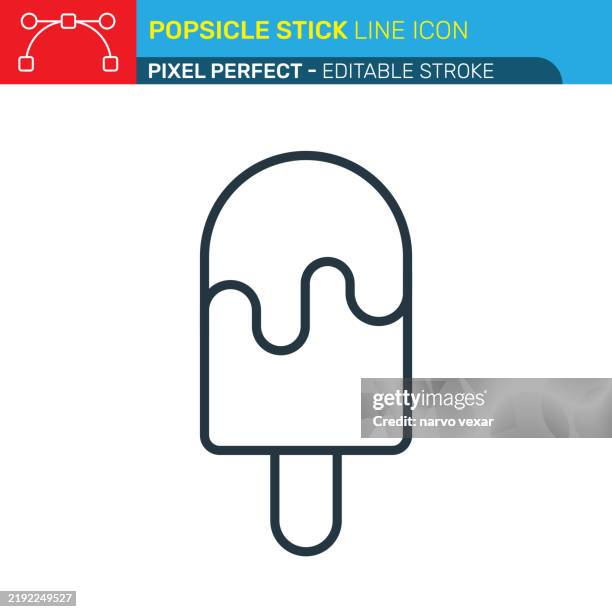 popsicle stick line icon - pixel perfect - editable stroke - ui, ux vector icons. - popsicle stick isolated stock illustrations