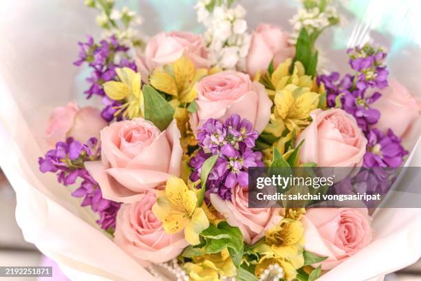 close-up of rose bouquets - bunch stock pictures, royalty-free photos & images