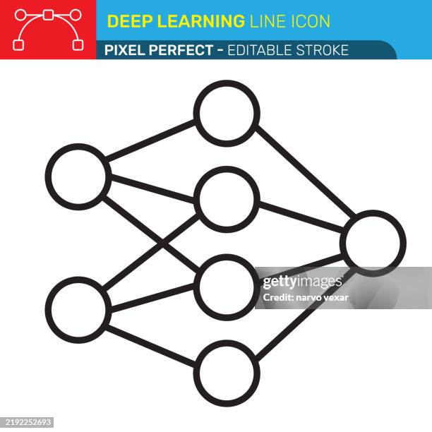 deep learning line icon - pixel perfect - editable stroke - ui, ux vector icons. - pixel perfect stock illustrations