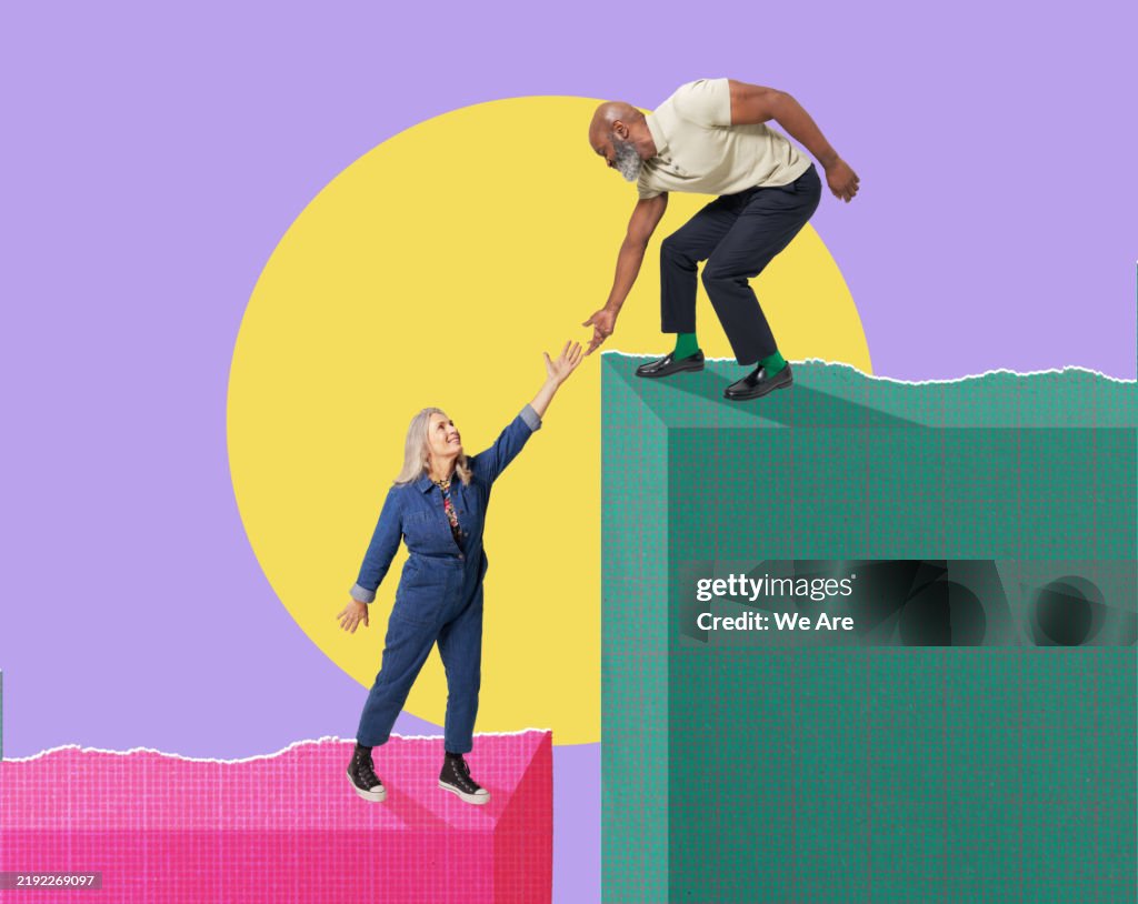 Man giving woman a helping hand