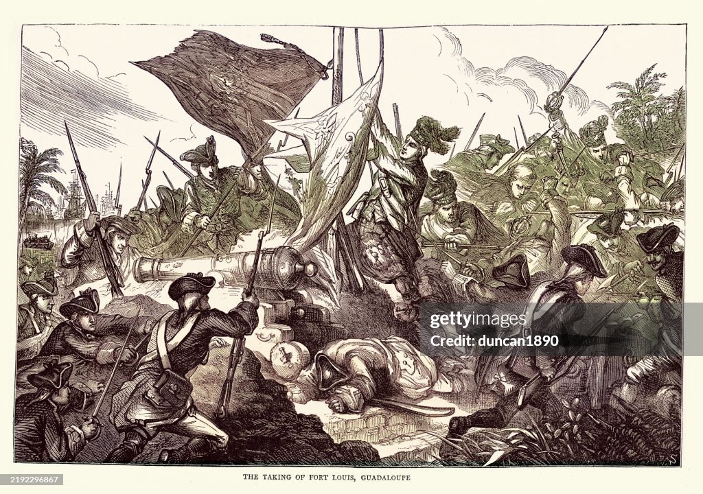 British soldiers taking of Fort Louis, Guadeloupe, during the Seven Years' War 18th Century military history
