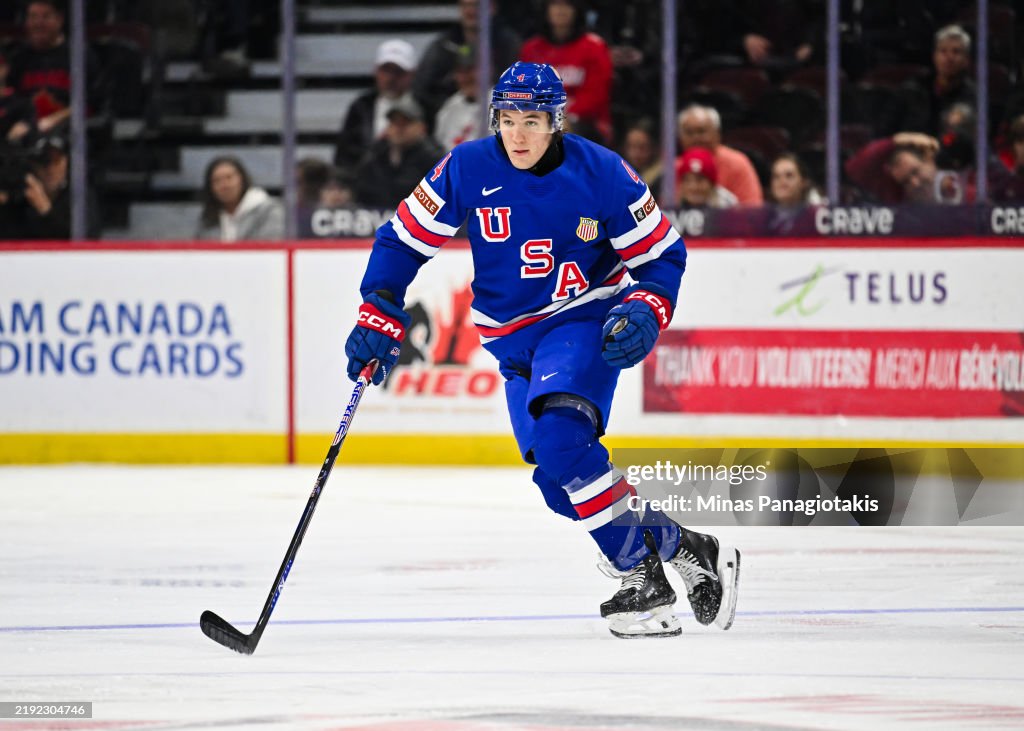 Colin Ralphs Colin Ralph of Team USA skates in the third period against Team... News ...