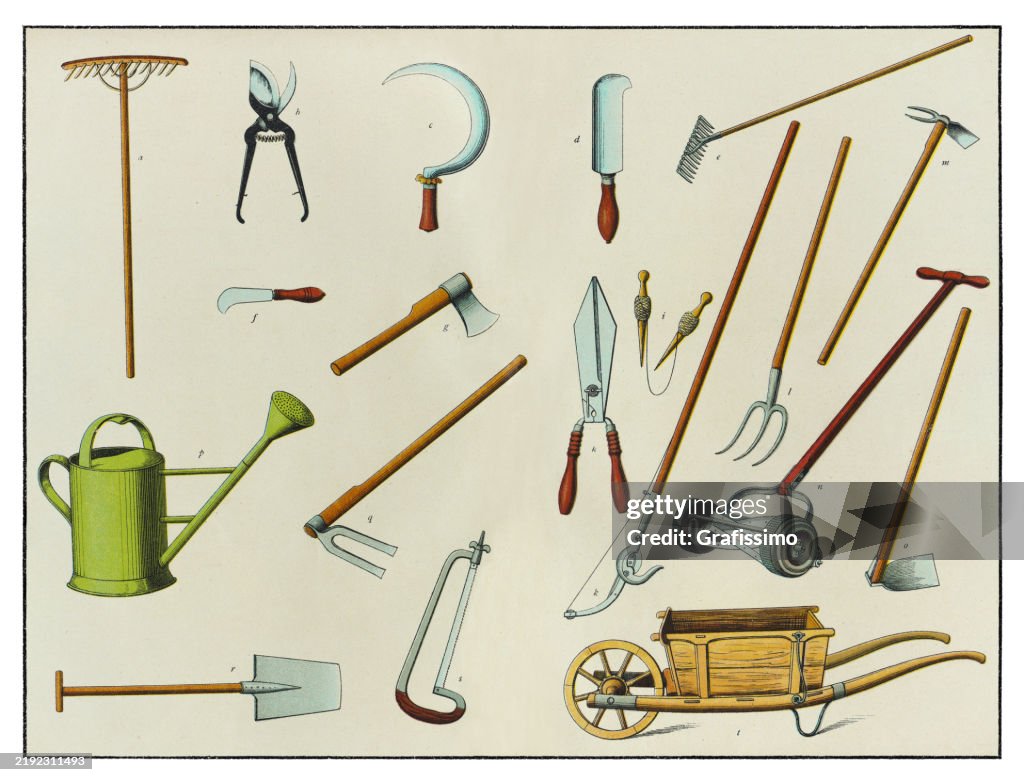 Objects of gardening equipment 1874 illustration