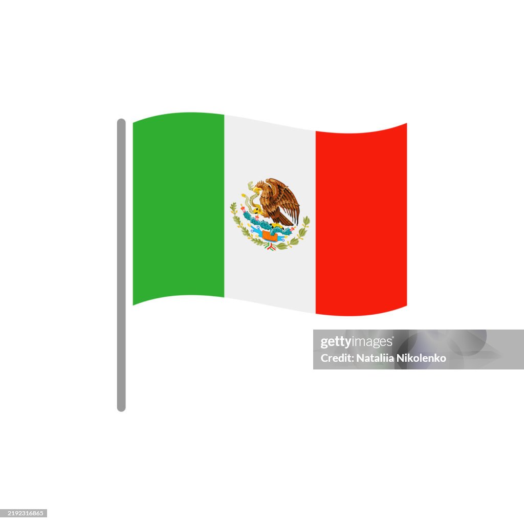 Mexico - Flag Pin Wavy Flat Icon.
