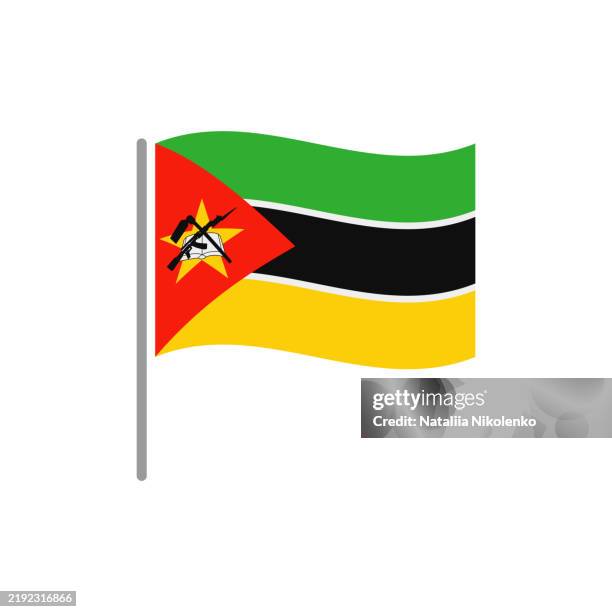 mozambique - flag pin wavy flat icon. - mozambique stock illustrations