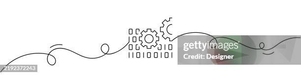 one continuous line drawing of digitalization icon. single line vector illustration - data transformation stock illustrations