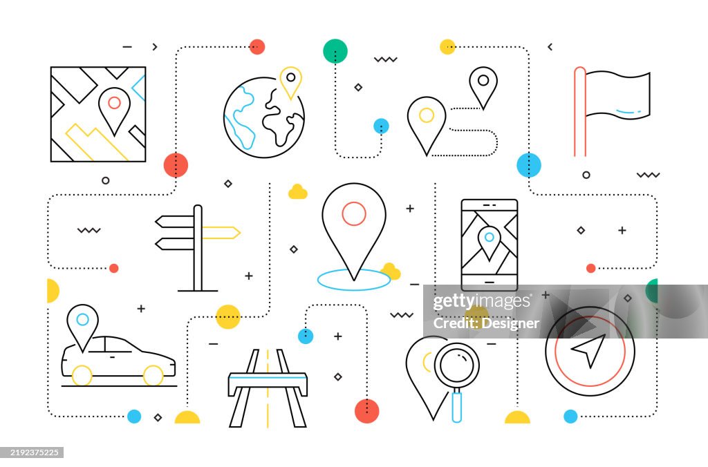 Map And Navigation Related Vector Illustration Direction Gps Travel ...